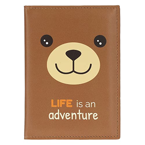 Thun Teddy Friends, Porta Passaporto 'Life is an Adventure' in Poliestre e Rivestimento in PU, 10x14 cm