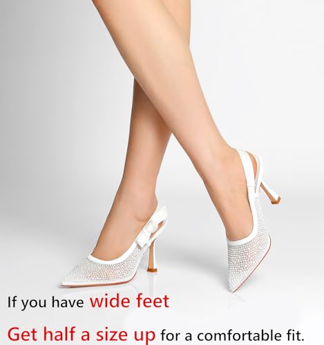 RIBONGZ Women Slingback High Kitten Heel Shoes Closed Pointed Toe Dress Pumps Slip on Patent Leather Comfort Stiletto Heels Braided Bowknot Work Wedding Shoes3