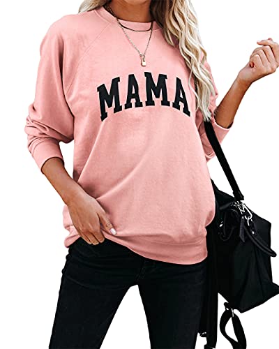 Image of Dressmine Womens Long Sleeve Mama Sweatshirts Fall Crew Neck Mom Shirts Cute Graphic Tees Pullover Hoodies