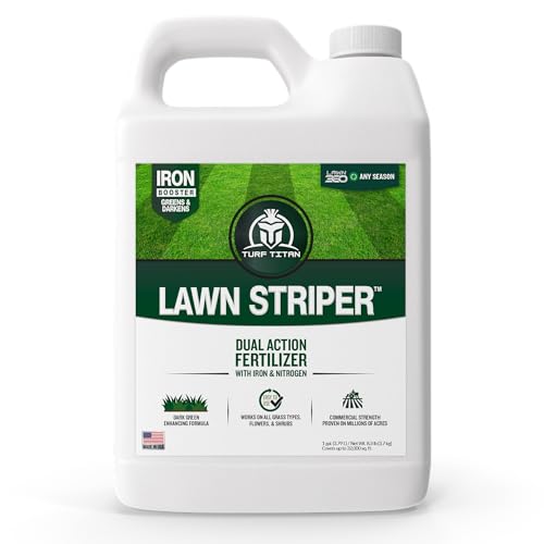 Turf Titan Lawn Striper 1 Gallon- Iron & Nitrogen Fertilizer to Promote Dark-Green, Stripe-Defined Turfs - Kids & Pet Safe, Natural Lawn Fertilizer - Green Grass Fertilizer - Covers up to 32,000 Sq Ft