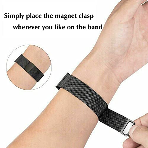 Magnetic Mesh Loop Bands Compatible With Id205L Veryfitpro Smart Watch And Id205 Id205G Id205U Id205S Id215G, No Buckle Design, Adjustable Stainless Steel Replacement Straps For Women Men, Black #TOP6