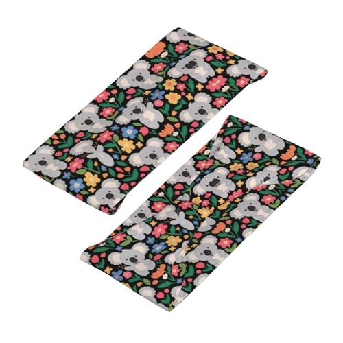 Boys Girls Cute Koala And Flowers Art Sports Sweatband Multi Style Beauty Skinny Hair Band Headdress for Yoga Travel Spa4