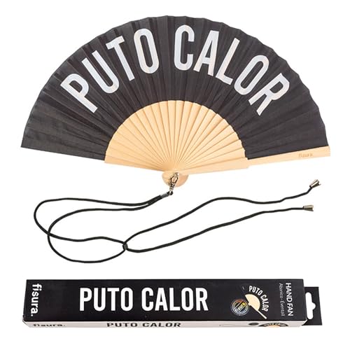 Fisura – Leque Original com Mensagem de Calor. Leque de Madeira Moderno e Engraçado. Leque para Presente. Leque com gancho. 42,5 x 23 cm., Tamanho único