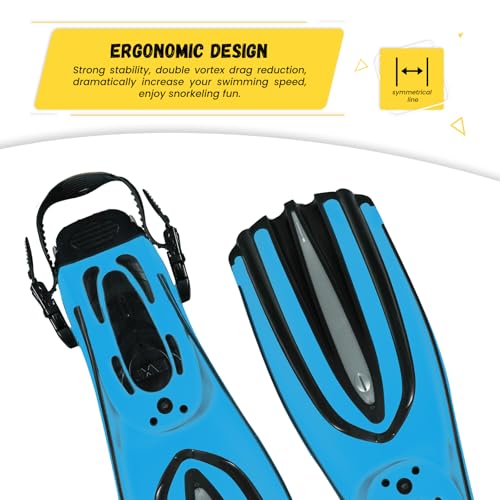 TUDIVING-Diving Fins Long Silicone Flippers Swim Equipment Snorkel Fins New Professional Scuba Fins Adults Men Women (Blue, L/XL | US 10/12) - Thumbnail 4