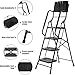 Tool Ladder Folding Portable Steel Frame Max 500 lbs Non-Slip Side armrests Large Area Pedals Detachable ToolBag(Black)