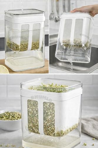 Image of Sprout Maker for Kitchen | Seed Sprouter Container Box | Mung Bean Sprouting Jar with Drain Tray | BPA Free Sprouts Maker | Germination Container for Beans, Lentils, Chana, Microgreens Grower