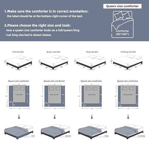 Image of Litanika Grayish Blue Queen Comforter Set, 3 Pieces Tufted Boho Farmhouse Bedding Comforter Sets, Lightweight Fluffy Comforter Bed Set for All Season (90x90In Comforter and 2 Pillowcases)