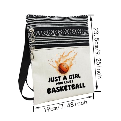 Just Love Basketball Messenger Bag Small Ethnic Pattern Printed Adjustable Strap Crossbody Zipper Bag Phone Bag Wallet Cute Shoulder Handbag for Basketball Lovers Women Friends2