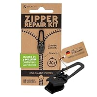 ZlideOn Reißverschluss Zipper Ersatz Reparatur Set – Schwarz Reißverschluss Reparieren Für Kunststoffreißverschlüsse (L/5) 1 Pack - Reissverschluss-Reparatursetgeeignet für Rucksäcke, Taschen und mehr