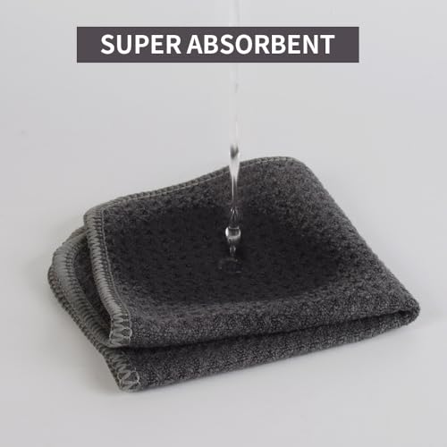 VIVOTE Mikrofasertücher Barista Tuch Grau Waffeltuch Spüllappen Waschbar Spültuch für Küche Dicke Haushalts Putzlappen Fusselfrei 20 cm X 20 cm 12 Stück