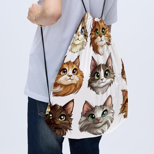Sac pliable à cordon chat jaune étanche et ultra léger lot de 2 pièces