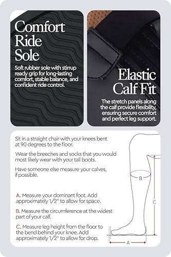 Image of HORZE Synthetic Leather Dressage Tall Riding Boots for Women Equestrian | Water-resistant equestrian tall boots for women with a rear zipper closure and all-weather fit for daily stable riding