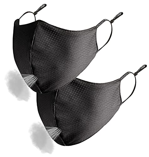 2-Pack Unisex Face Mask Washable Reusable Cover Exercise Technology Breathable Cooling Cloth for Men Women Outdoor Sports Black