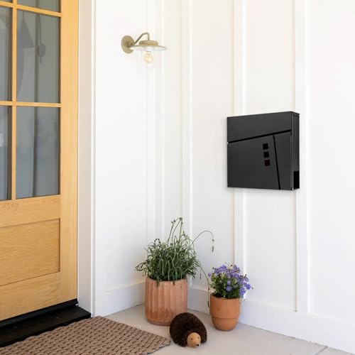 Fine Art Living MD26 Naples Wall Mounted Locking Steel Mailbox, Newspaper Holder,Black,Md26 thumb #7