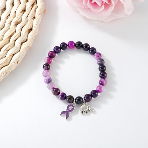 Alzheimer's Bracelets Alzheimer's Awareness Products Dementia Jewelry Alzheimer's Products Purple Bracelets Purple Beaded Bracelet4