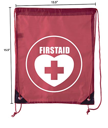Image of Mato & Hash First Aid Backpack Drawstring Medical Bag for Emergencies or Epi Pen & Medicine - 6PK Maroon CA2500FirstAid S2