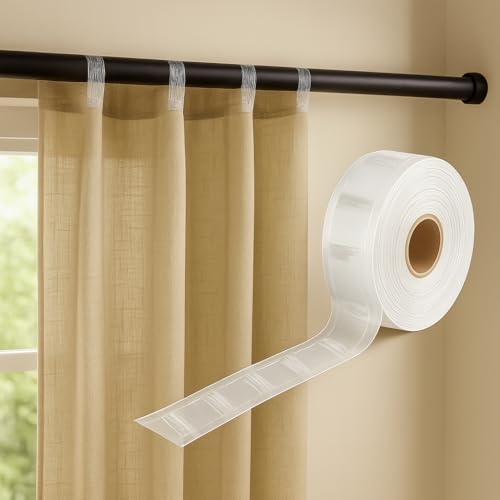 Byour3 - Fettuccia A Onde per Palo Tende - Nastro Wave da cucire Trasparente per Bastoni Nastri X Orli Tende da Interni con fili di Nyoln Tenda in Plastica Tende con Fettuccia (Onde Trasp, 5 Mt)