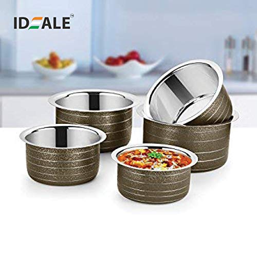 Image of Ideale Stainless Steel Patila Set, 5-Pieces, Brown
