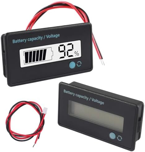GTIWUNG 2 Pieces DC 12 V 24 V 36 V 48 V 60 V 72 V 84 V Battery Meter, Battery Capacity Monitor Gauge Indicator, Lead Acid and Lithium Ion Battery Indicator, White
