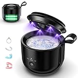 Upgraded Cordless Ultrasonic Retainer Cleaner 48kHz Portable Ultrasonic Denture Cleaning for Dental Pod with UV-Light for Sport Mouth Guards Braces Toothbrush Heads Jewelry,3 Models, Rechargable