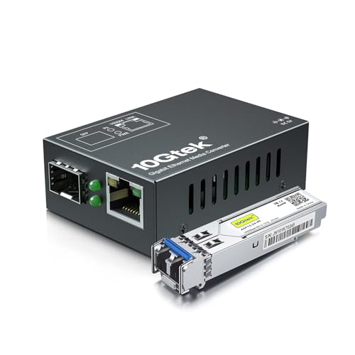 Image of [Mini Size] Gigabit Ethernet Media Converter, SingleMode Dual LC Fiber to Ethernet RJ45 Converter for 10 /100 /1000Base-Tx to 1000Base-EX(with a SFP SMF 1310-nm Module), UL Certified, up to 40-km