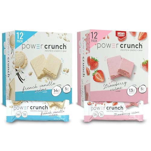 Power Crunch Barras de Proteína Wafer Vainilla y Fresa 24 Unidades miniatura 1
