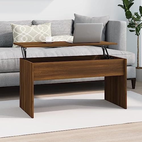 Genérico Mesa de Centro Madera ingeniería marrón Roble 102x50,5x52,5 cm