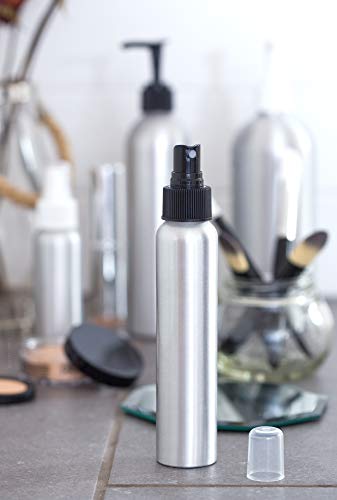 Aluminum Refillable Black Spray Bottle Mister - 4 Oz (2 Pack) #TOP29