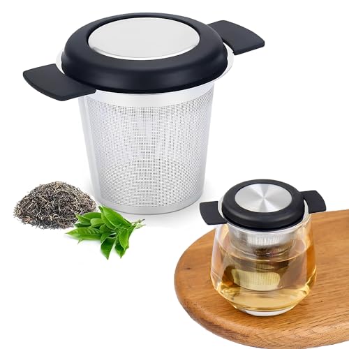 XSQD Infusor de té Taza Doble Oreja, Filtro te Acero Inoxidable 304, Con Mango de Silicona, Dispositivo Infusión Té Filtro Portátil, Accesorios de Juego de té para Infusor de Té con Hojas Dispersas