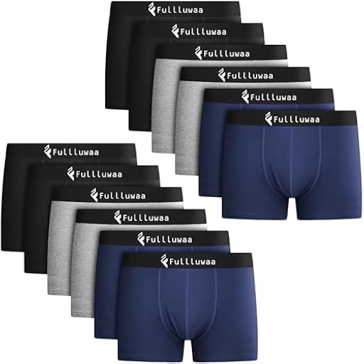 Fullluwaa Calzoncillos Bóxer para Hombre (Pack de 12), Calzoncillos Bóxer Hombre, Suaves y Cómodos, Tela Elástica de Algodón, Diseño sin Etiquetas | Ya disponible en tu tienda friki favorita! En mundofriki.es!