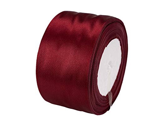 ATRBB 25 Yards 2 inches Wide Wine Red Satin Ribbon for Gift Wrapping