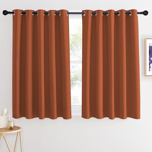 NICETOWN Blackout Curtains 54 Inches Long, Thermal Insulated Room Darkening Curtains for Bedroom, Window Treatment Drapes for Living Room Nursery (W66 x L54 Inch, Burnt Orange, 1 Panel)