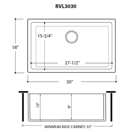 Ruvati RVL3030WH 30-Inch Fireclay Undermount/Drop-In Topmount Kitchen Sink Single Bowl thumb #7