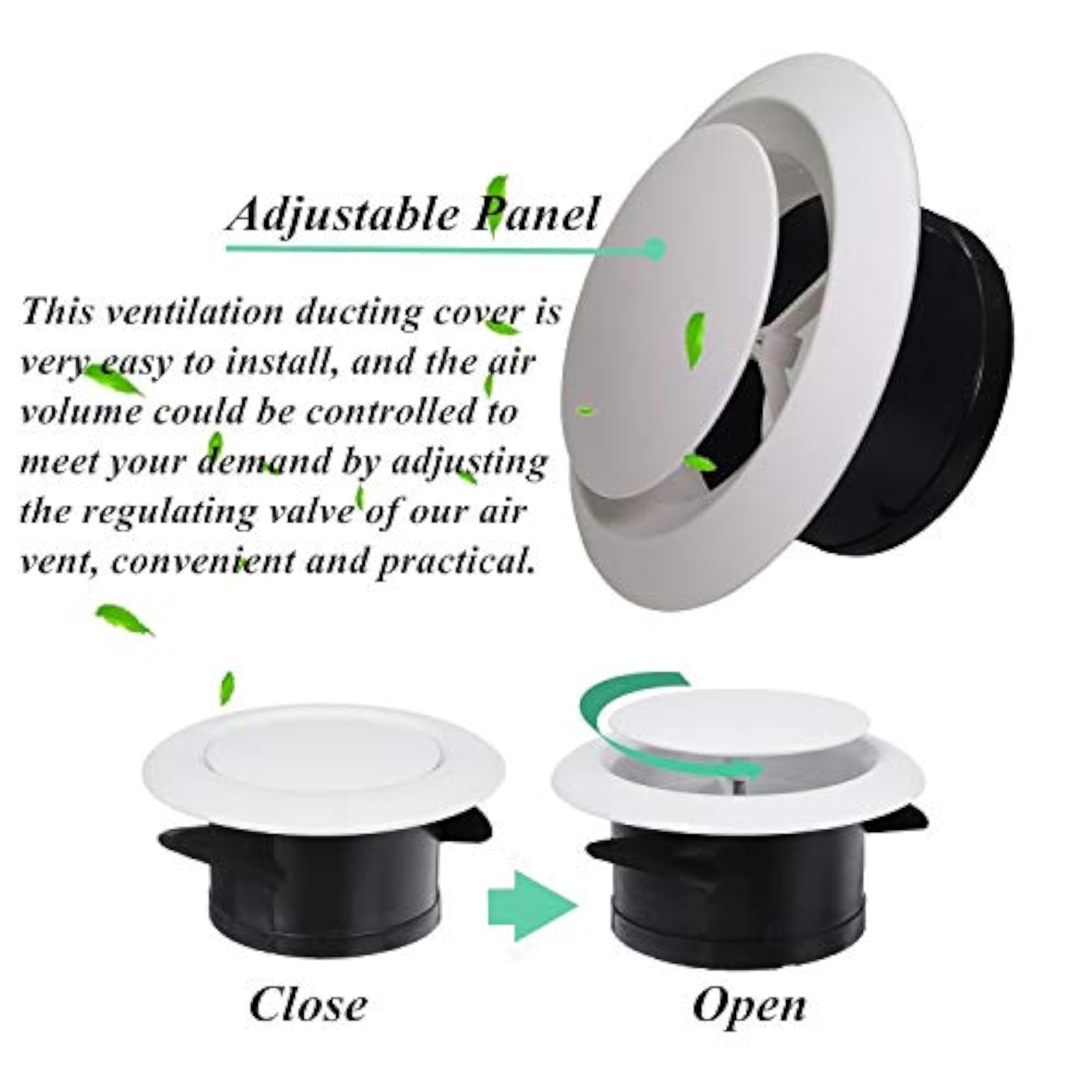 6 Inch Adjustable Air Vents, ABS Round Soffit Vent