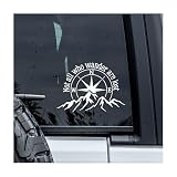MYMKO Not All Who Wander are Lost Decal, Compass Mountain Car Window Decals, 6 Inches UV DTF Tranfer Car Stickers, Hiking Weatherproof Car Truck Window Bumper Sticker, Car Decals for Outdoor Lovers