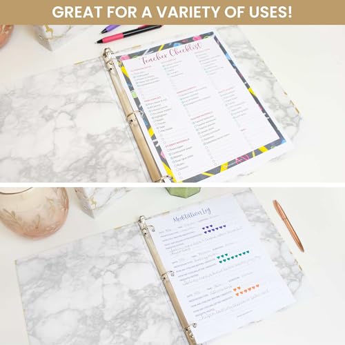 bloom daily planners 1-Inch 3 Ring Binder for School, Office, Home - Decorative 1” Binder Organizer for Standard Letter Size Paper (10" x 11.5”) - Gold Marble