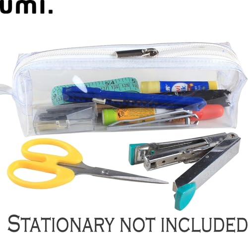 Image of Amazon Brand - Umi Clear Pencil Pouch PVC Large Pencil Case Zippered Waterproof Stationery Pouch for Students Yellow,Pencil Case,Office Supplies (Transparent)