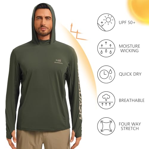 BASSDASH Men’s UPF 50+ Graphic Fishing Hoodie Shirts UV Sun Protection Long Sleeve Moisture Wicking Performance FS48M2