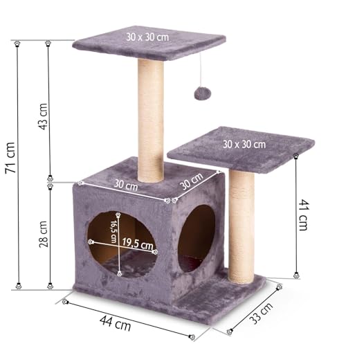Arbre à chat stable en corde de sisal avec peluche douce et moderne - 6