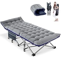 Obqer Klappbares Campingbett mit Matratze und Seitentaschen, 200KG Belastbarkeit Klappbett Gästebett, Stahlrahmen und Oxford Tuch Feldbett Klappbar, 190 x 71 x 36 cm, Geeignet für Garten Büro Camping – Ansicht 1