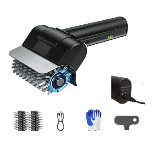 BEAZOOM Brosse électrique sans fil pour nettoyeur de rouleau en acier inoxydable avec batterie de 2000 mAh, rotation à haute vitesse de 1100 tr/min, grille de chargement de barbecue A