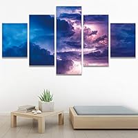 SIGNWIN 5 Panel Canvas Wall Art Modern Art Coastal Colorful Multicolor Photography Romantics Sunset for Home Decorations Ready to Hang - 60