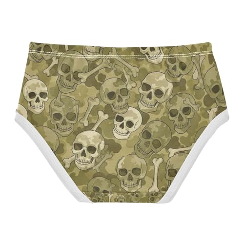 Toddler Girl Briefs, Camouflage Skulls Olive Green Girls Underwear Cotton, 2–8 Years2