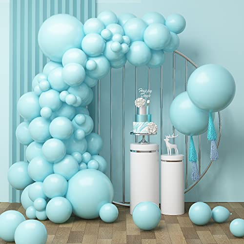 Image of Pastel Teal Blue Balloons Garland Kit 92pcs Mint Blue Latex Balloon 5 /10 /12 /18inch Helium Balloons for Birthday Party Decorations Baby Shower Wedding