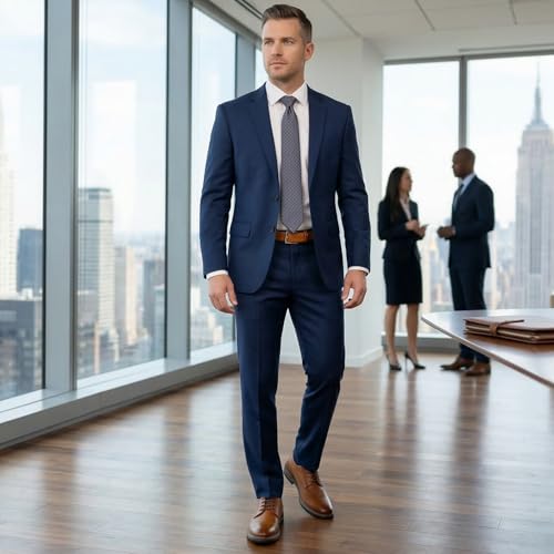 Image of Jousen Men's Dress Shoes Cap Toe Formal Oxfords for Men Business Lace Up Casual Comfortable Shoes