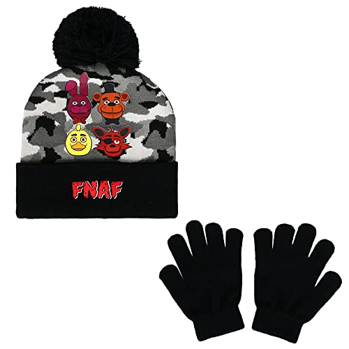 Gants magiques Five Nights at Freddy's et bonnet gris idée cadeau