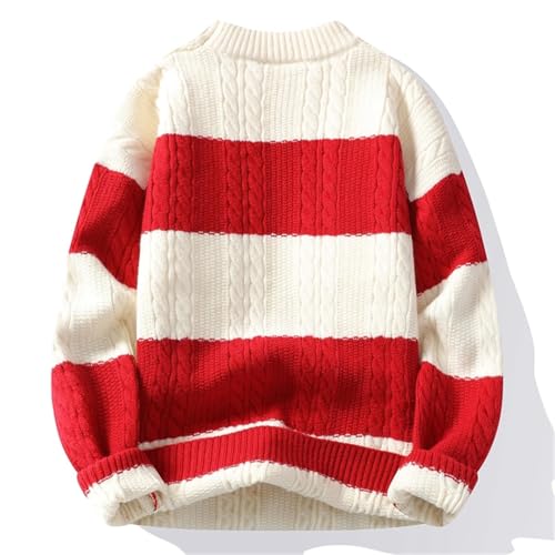 Men Harajuku Pullover Sweater Long Sleeve Patchwork Warm Crew Neck Casual Knit Jumper2