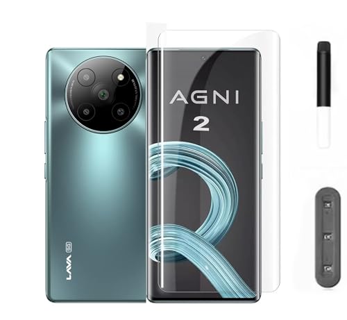 Image of Tempered Glass Curved UV Design for LAVA AGNI 2 (5G) UV Glass Advanced Border Less Full Edge to Edge Screen Protector and Easy Installation Kit