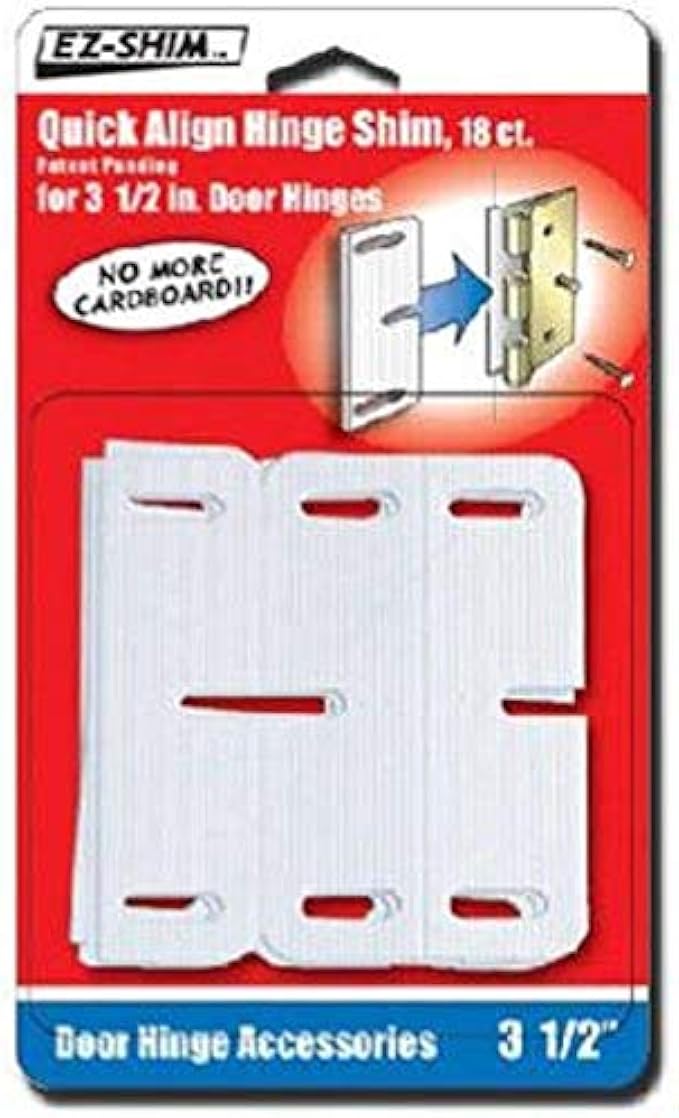 E-Z Shim EZ HS350BP 3.5" Hinge Shim, 18 count, Pack of 1, White