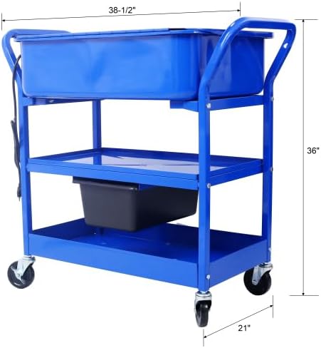 Miniatura 3 de Lavadora de piezas móviles, máquina limpiadora de piezas portátil de 20 galones con bandeja de drenaje y bomba de 325 GPH, tanque de lavado de